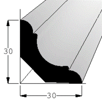 Lišta masiv BUK pařený profil - 32x32mm